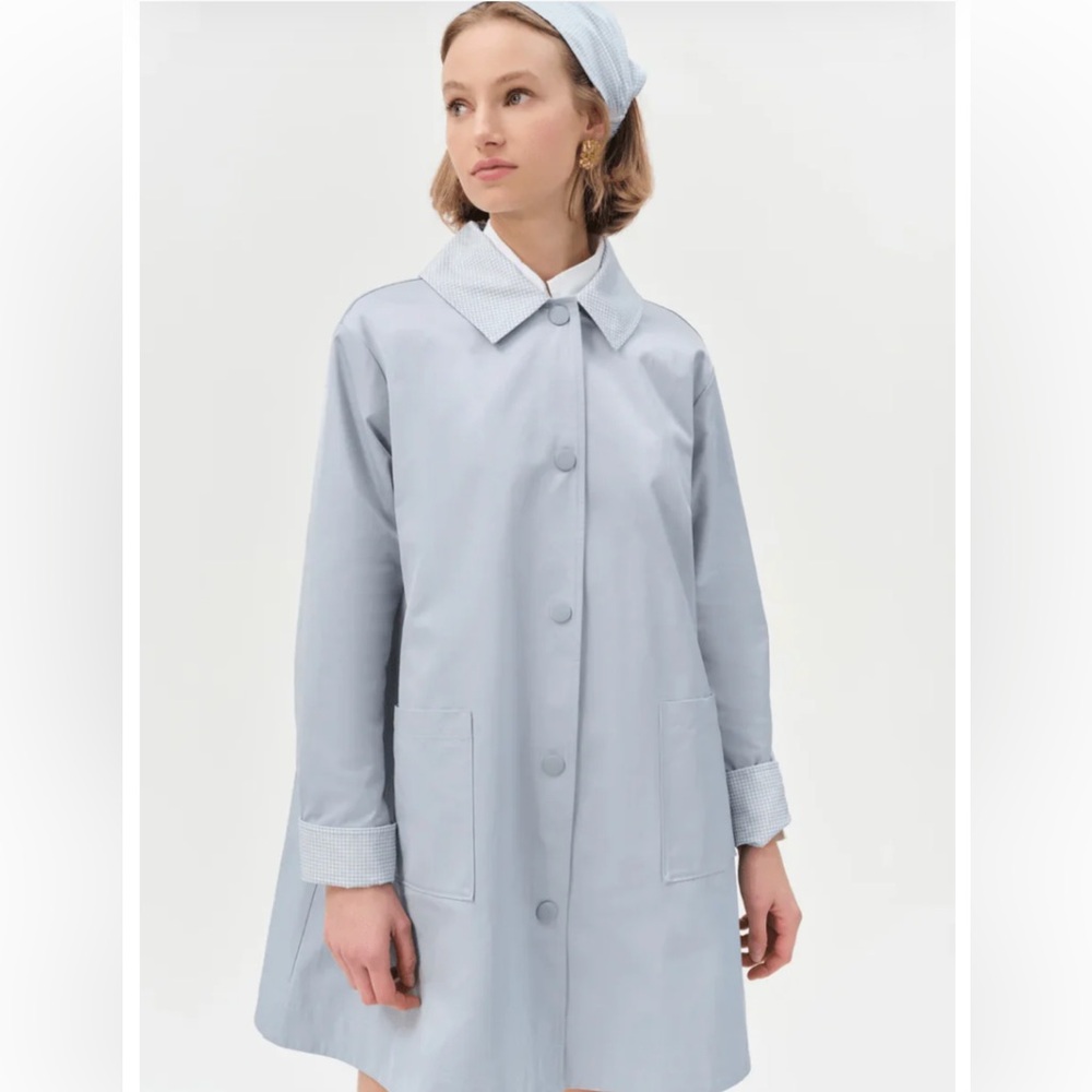 For Love & Lemons leslie Blue Gingham lined swing Jacket